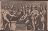 Marcantonio Raimondi, Alexander the Great Preserving the Works of Homer in Achilles' Sarcophagus