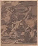 Jacopo Caraglio, Hercules fights the centaurs, Engraving