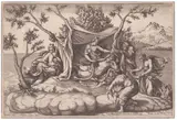 Diana Scultori, Latona giving birth to Apollo and Diana on the island of Delos, Engraving