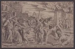 Punishment of the Courtesan Who Had Mocked Virgil by Enea Vico, Engraving, offered Nov 2024