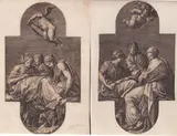 Giorgio Ghisi, Three Muses and a Putto with a Lyre | Three Muses and a Gesticulating Putto:, Lot of two engravings from a series of five