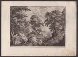 Jan (Johannes) Sadeler, Landscape with hare hunting, after Paul Brill. Engraving
