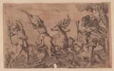 Odoardo Fialetti, Deer hunting, Etching
