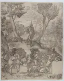 Preaching of St. John the Baptist by Filippo Teodoro Di Liagno Filippo Napoletano, Etching, offered Nov 2024