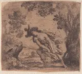 Giovanni Battista Mola, Atalanta and the Calydonian Boar, Etching