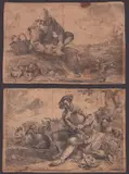 Jan Miel, Flute Player | Spinario, Lot of two prints. Etching