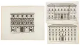 Pietro Ferrerio, Chigi Palace at Lungara | Branconio Palace of L'Aquila | Cardinal Dezza Palace, Lot of three plates from "Palaces of Rome of the most celebrated architects