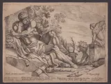Nicolas Mignard, Hercules and Cerberus, after Annibale Carracci. Etching