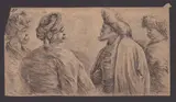 Stefano della Bella, Four Turks with turbans, Etching