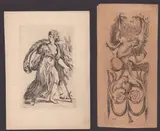 Stefano della Bella, Death of Dido | Grotesque with Death Playing a Drum, Lot of two engravings:
