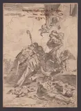 Pietro Testa, Three Luchese saints Sts Nicholas Tolentino, Nicholas of Bari interceding with the Virgin for the victims of the plague, Etching