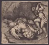Giacomo Piccini, David and Goliath, after Giovanni Antonio Pordenone. Burin