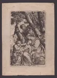Jonas Umbach, The Holy Family with St. John and a Donkey, Etching