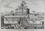 Giovanni Battista Falda, View of the Castle and Ponte Sant'Angelo, Etching
