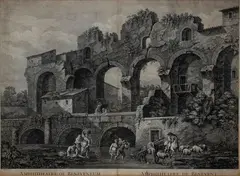 Domenico Cunego, Amphitheatre of Benevento, after Charles Louis Clérisseau. Etching and engraving
