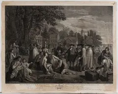 John Hall, William Penn's Treaty with Indians, when he founded the Province of Pensylvania in North America, by Benjamin West. Engraving