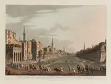 Thomas Milton, Principal Square in Grand Cairo, with Murad Bey's Palace, 1811, after Luigi Mayer. Etching and aquatint