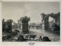Georg Abraham Hackert, 1.ere vue des ruines du Pont d'Auguste sur la Nera à Narni, AFTER Jacob Philipp Hackert (Prenzlau