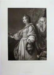Tradidit caput holofernis ancillae suae by Mauro Gandolfi, after Bronzino's painting today in the Gallery of Palazzo Pitti in Florence. Etching, offered Nov 2024