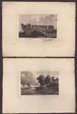 Louis-Pierre Baltard, View of the Capuchin monastery in Termini | View of the Tiber near Ripetta, Lot of two etchings. Etchings