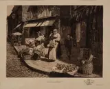 Max Horte, Piazza Campo de' Fiori a Roma, 1901, Etching