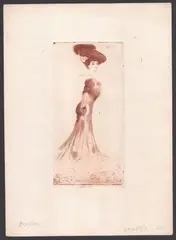 Female figure by Luigi Bompard, Brown ink drypoint, offered Nov 2024