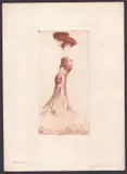 Luigi Bompard, Female figure, Brown ink drypoint