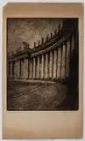 Theodore Brenson, Colonnade of St. Peter - Rome, 1920, Aquatint and etching