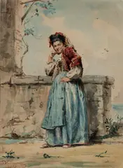 The wait by Scipione Vannutelli, 1873, Watercolor on paper, offered Nov 2024