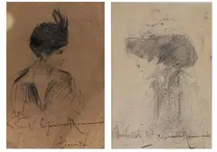 Cipriano Antonio Mannucci, Study for a female face | Study for a young boy's face, 1919, Pencil on paper
