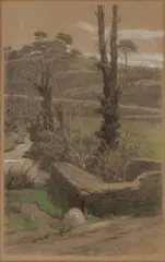 Ettore Ferrari, Villa Gloria, the lake, 1905, Pastel and crayon on cardboard