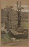 Ettore Ferrari, Villa Gloria, the lake, 1905, Pastel and crayon on cardboard