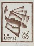 Renato Righetti, Vanni Scheiwiller Futurist Ex Libris, Woodcut in brown ink