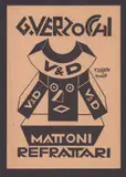 Fortunato Depero, G. Verzochi – Refractory Bricks, Futurist postcard. Woodcut