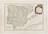 Jean Robert Janvier, Les Royaumes d'Espagne et de Portugal, divisés par grandes provinces, 1762, Etching and engraving
