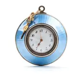 Fabergé Carl, Art Déco silver wall clock with enamels, Circular case in