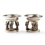 Caber Emanuele, Pair of Italian silver salt cellars, 1812, of circular form of Empire style