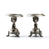 Caber Emanuele, Pair of Italian silver salt cellars, 1812, of circular form of Empire line