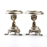 Caber Emanuele, Pair of Italian silver salt cellars, 1935, circular shaped