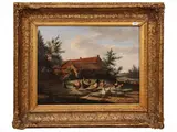 Jean-Baptiste Van Leemputten, Country house with poultry, 1865, oil on panel
