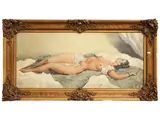 Georges Guinegault, Reclining female nude, oil on panel