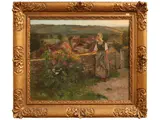 Jean Beauduin, Flemish landscape with girl, oil on canvas
