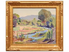 Paul Lauritz, River landscape, oil on canvas
