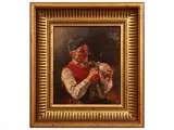 Eduard Merk, Portrait of peasants, Pair of oil paintings on panel