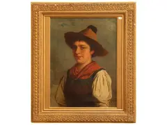 Josef Büche, Portrait of a Tyrolean girl, oil on canvas