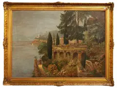 Alois Arnegger, Glimpse of Lake Como, oil on canvas