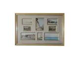 Eugenio Cecconi, Eight sketches, Sailing ships at anchor in Castiglioncello - View of Villa - Farmhouse (signed) - View with farmhouses - Country