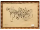 Nereo Zanco, Carriages, charcoal on paper and pastel on tablet