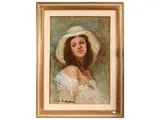 Osman Lorenzo De Scolari, Ritratto di ragazza, oil on faesite