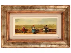 Conversazione in campagna 1973 by Norberto Martini, oil on cardboard, offered Sep 2026